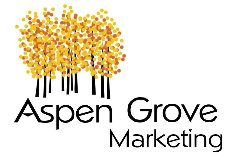 Aspen Grove Marketing Logo, Golden Stylized Trees