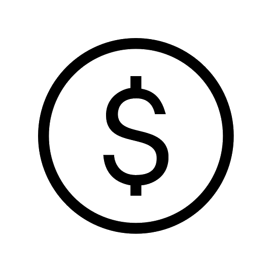 Black Dollar Sign in Outlined Circle