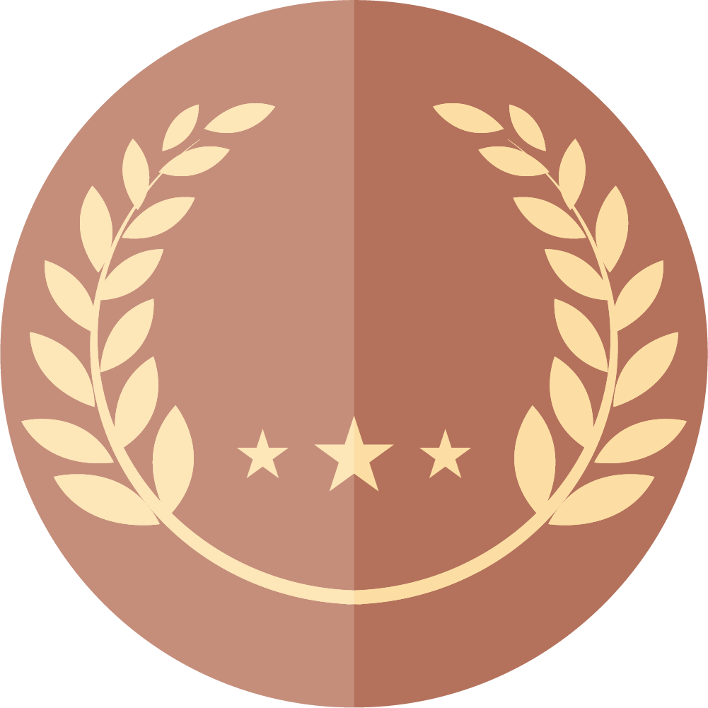 Bronze Medal Badge with Gold Laurel Wreath