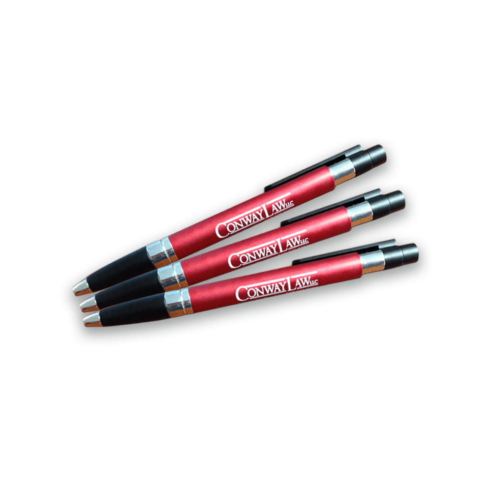 Three Red Ballpoint Pens with Silver Clips