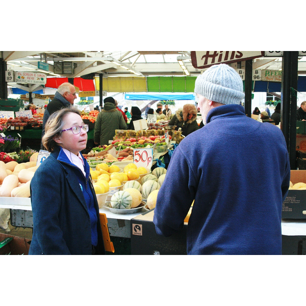 Woman and Man at Produce Stall