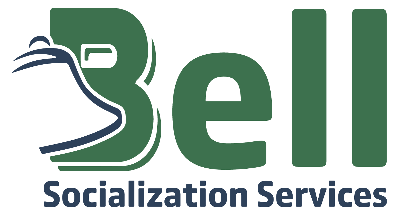 Bell Socialization Services Logo, Green and Navy
