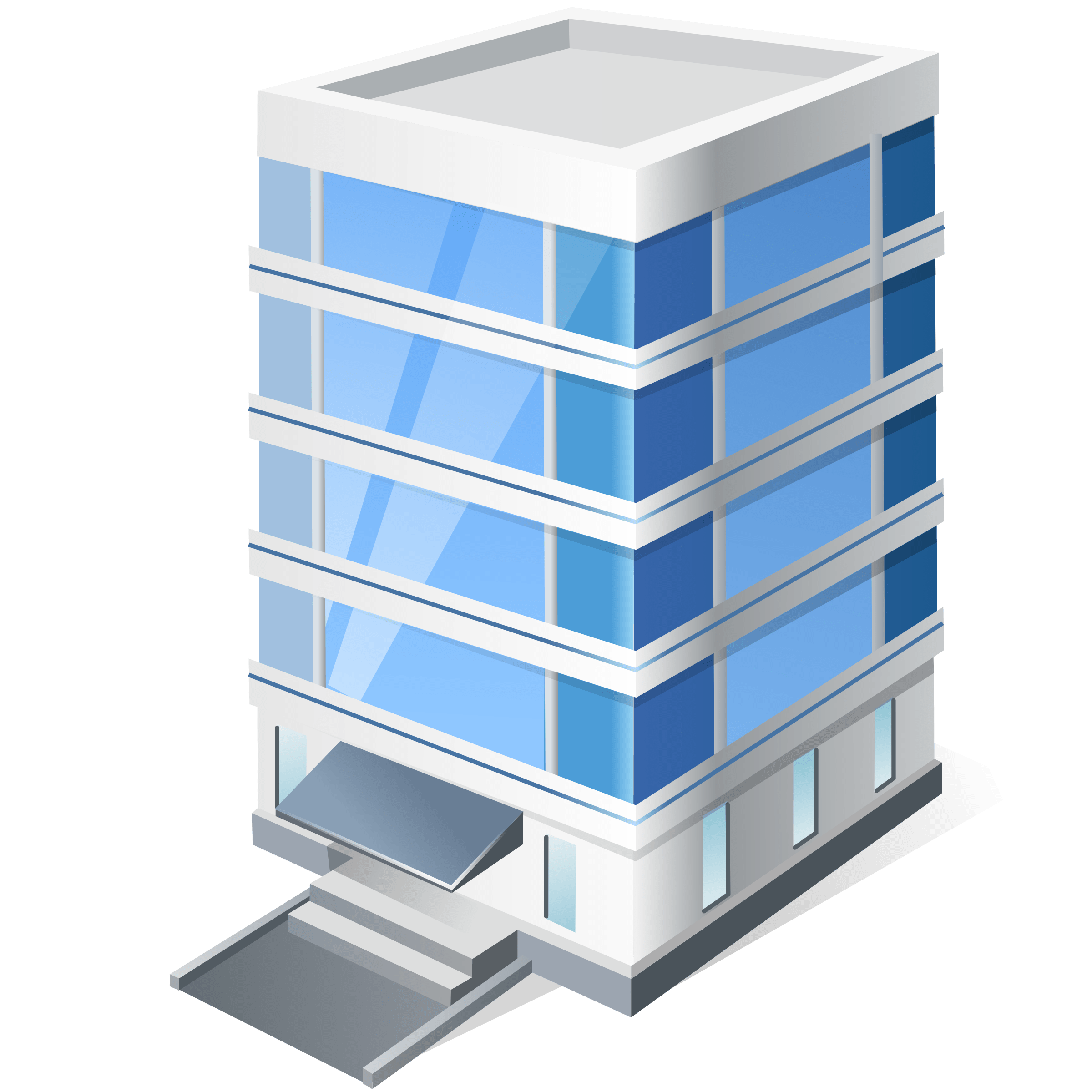 Blue and white building illustration Office Building transparent bac