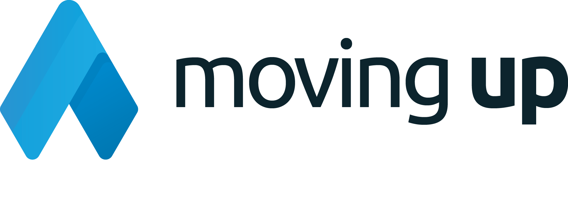 Moving Up Logo with Blue Chevron Peaks