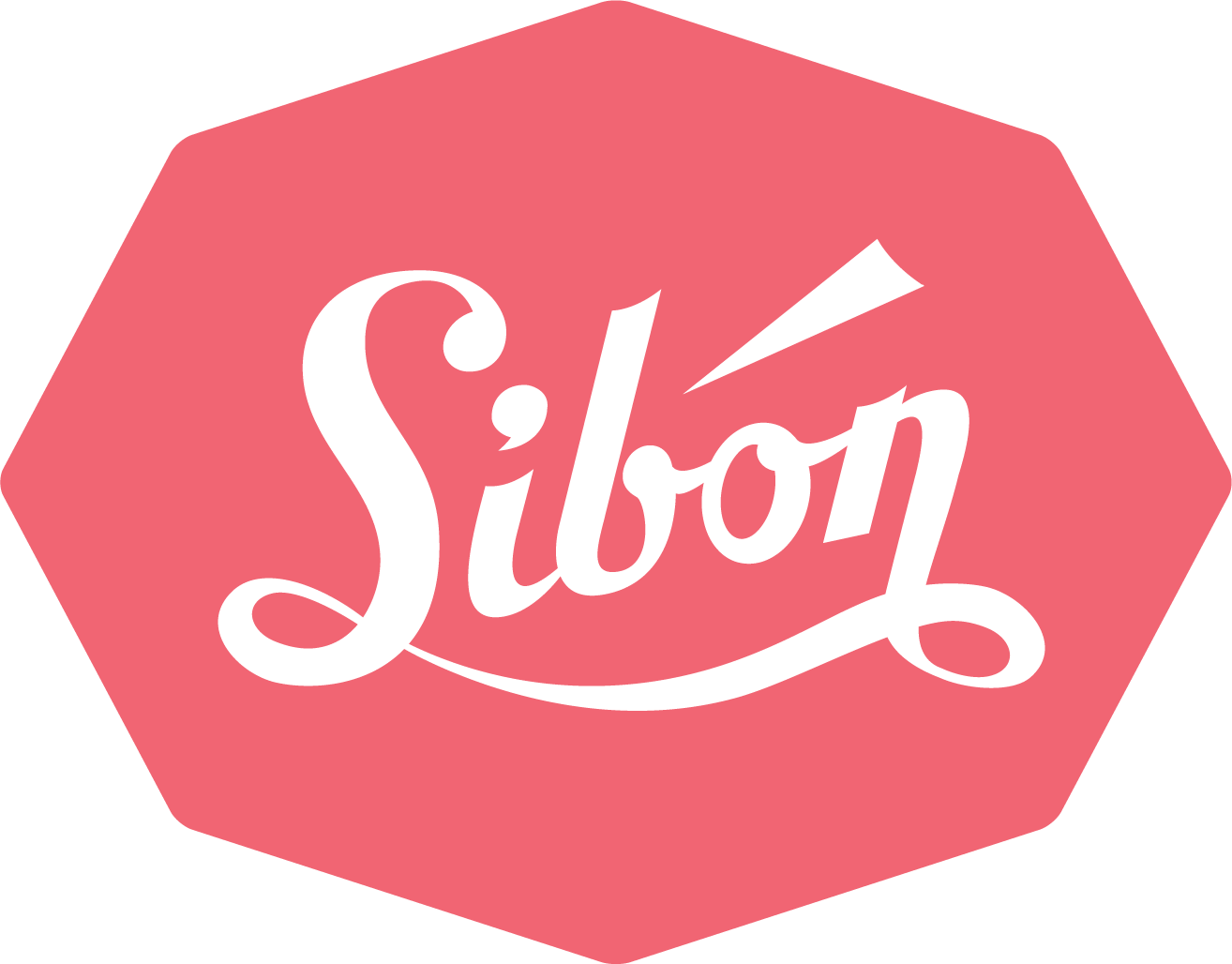 Coral Red Octagon Badge with Lightning Bolt