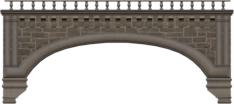 Gray Stone Bridge Arch with Balustrade