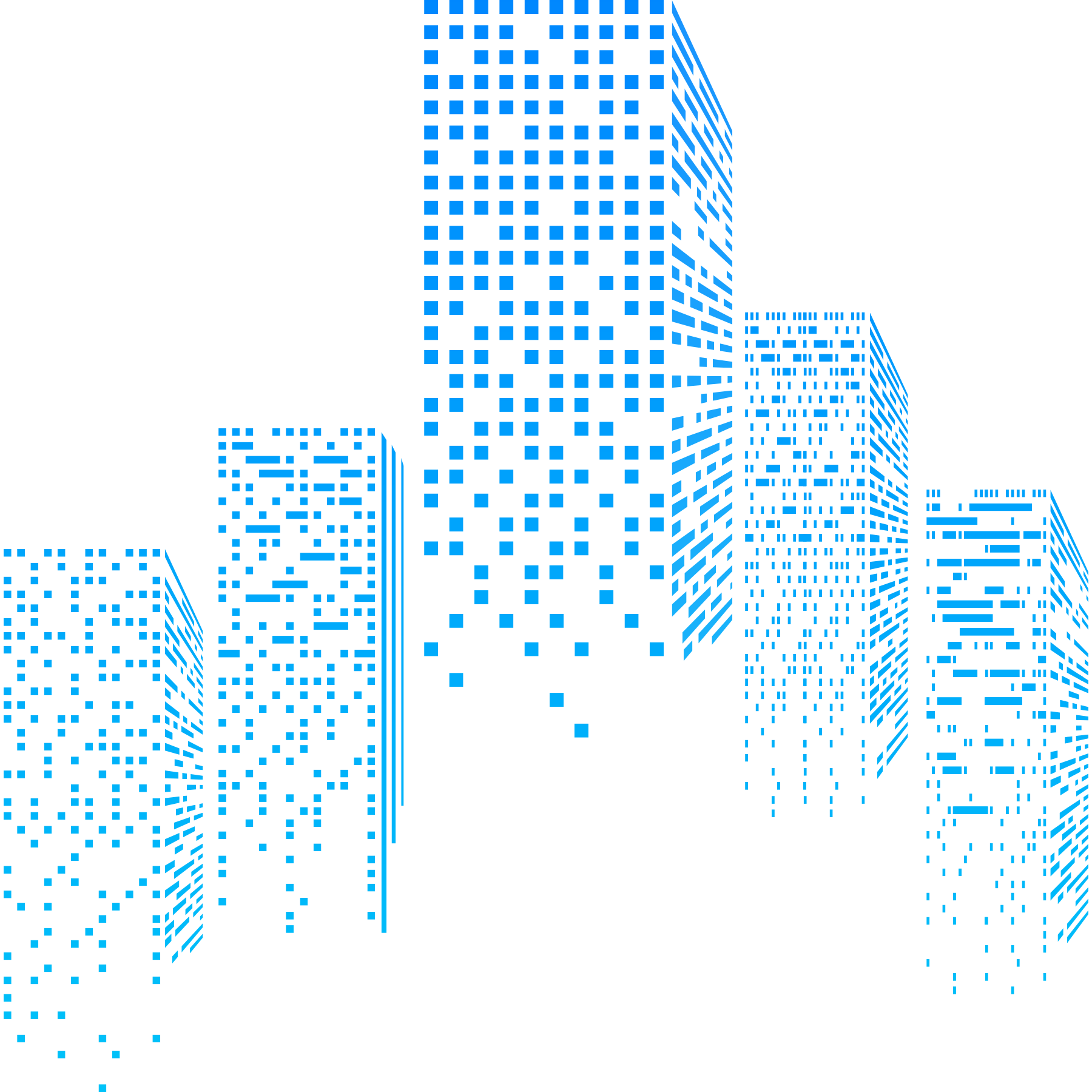 Blue Pixelated Abstract City Skyline