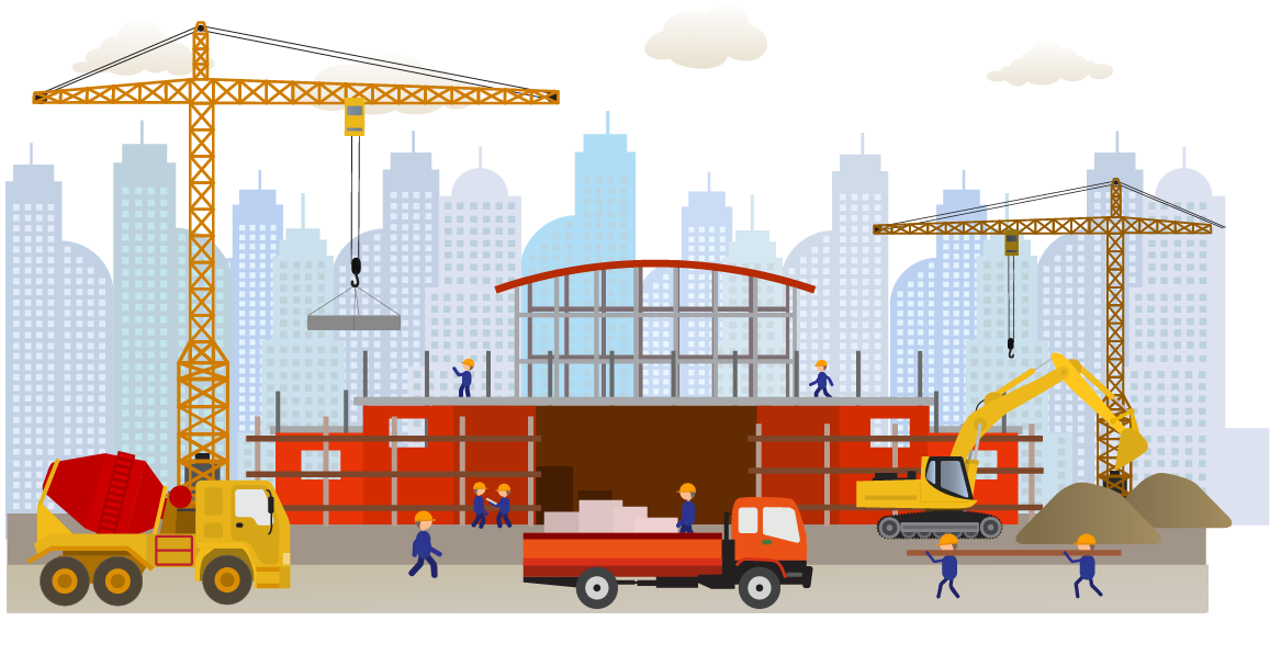 building architectural engineering heavy equipment illustration vector city building material