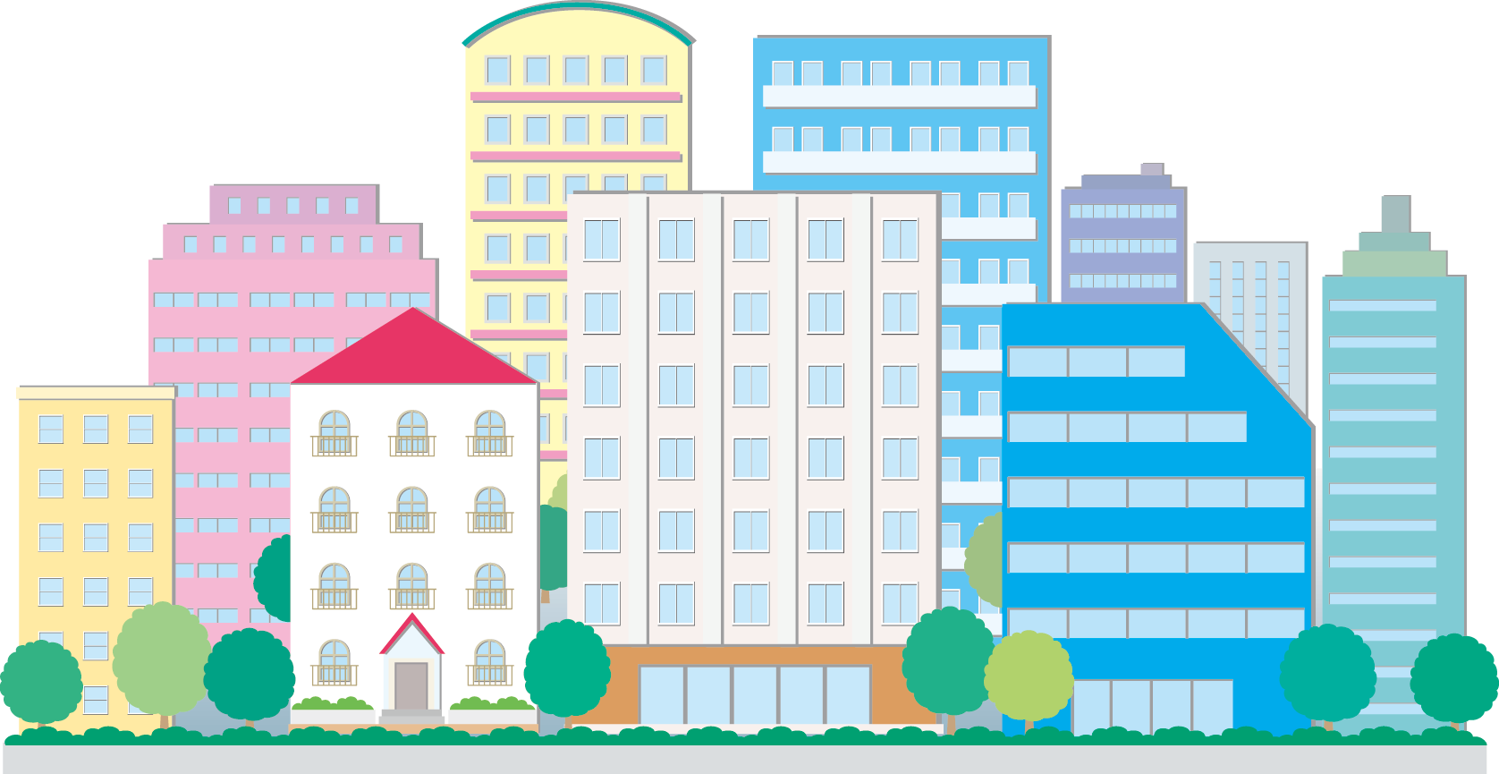 building cartoon house illustration city buildings