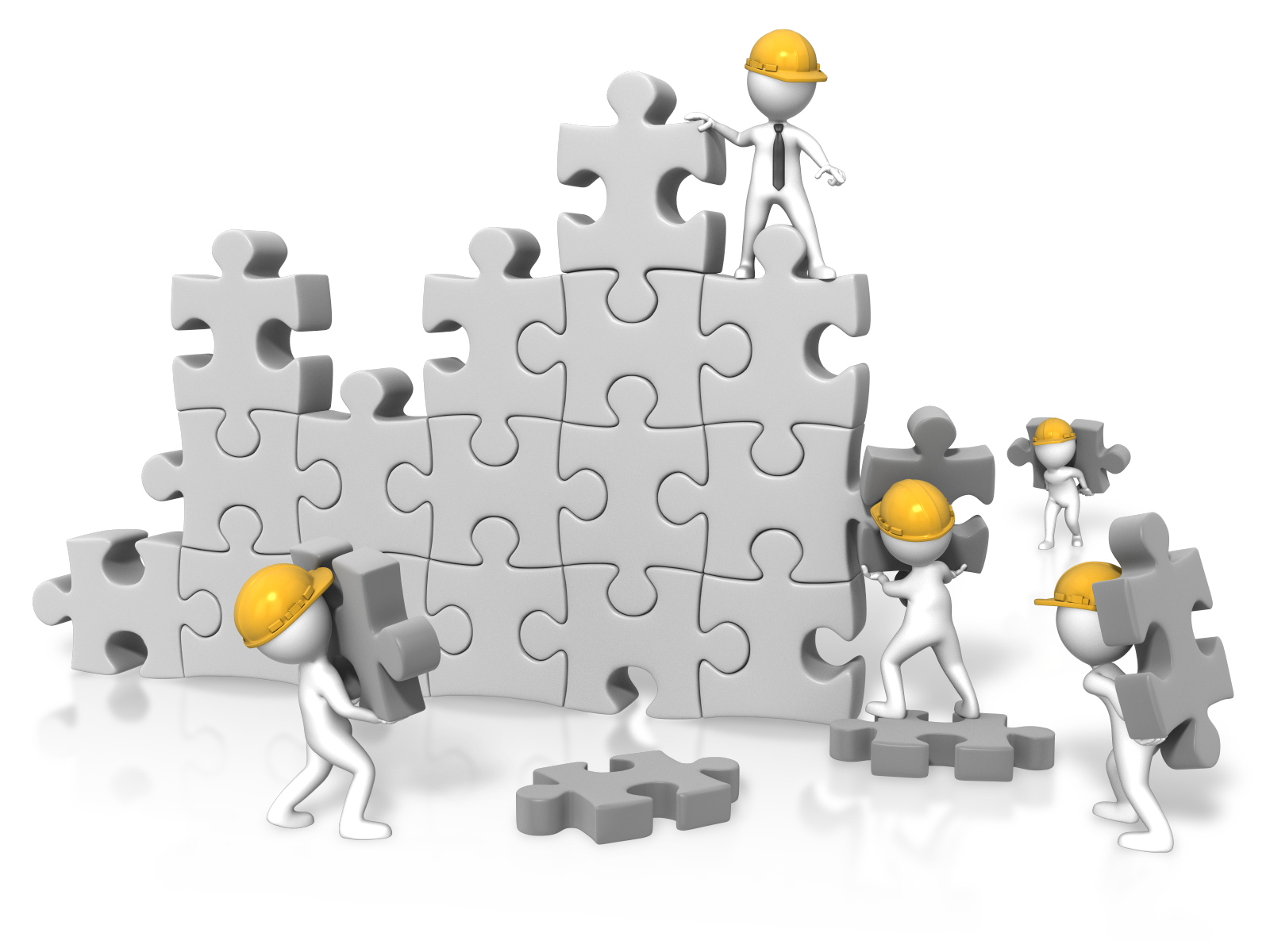 3D Figures Assembling Grey Jigsaw Puzzle Wall