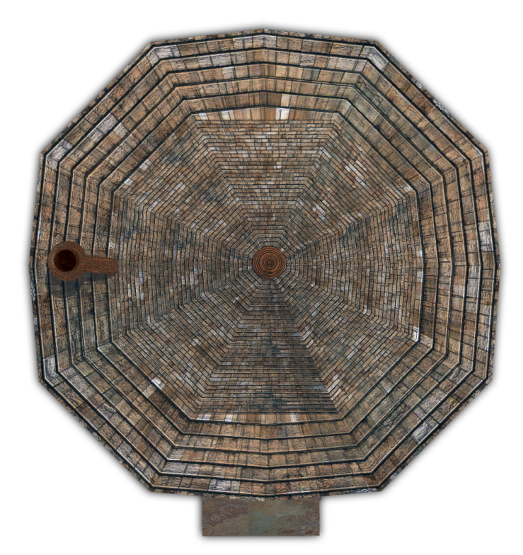 Octagonal Stone Tower Roof, Top-Down View