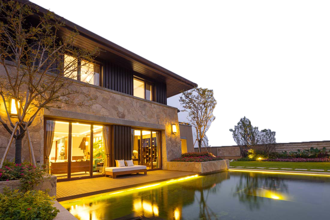 Modern Stone Villa with Wooden Deck