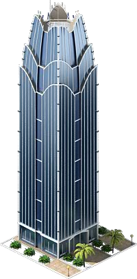 Tall Blue Glass Skyscraper, Isometric View