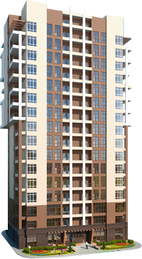 Tall Residential Tower with Stacked Balconies
