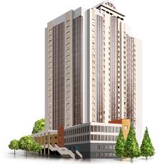 Tall Beige High-Rise with Stepped Facade
