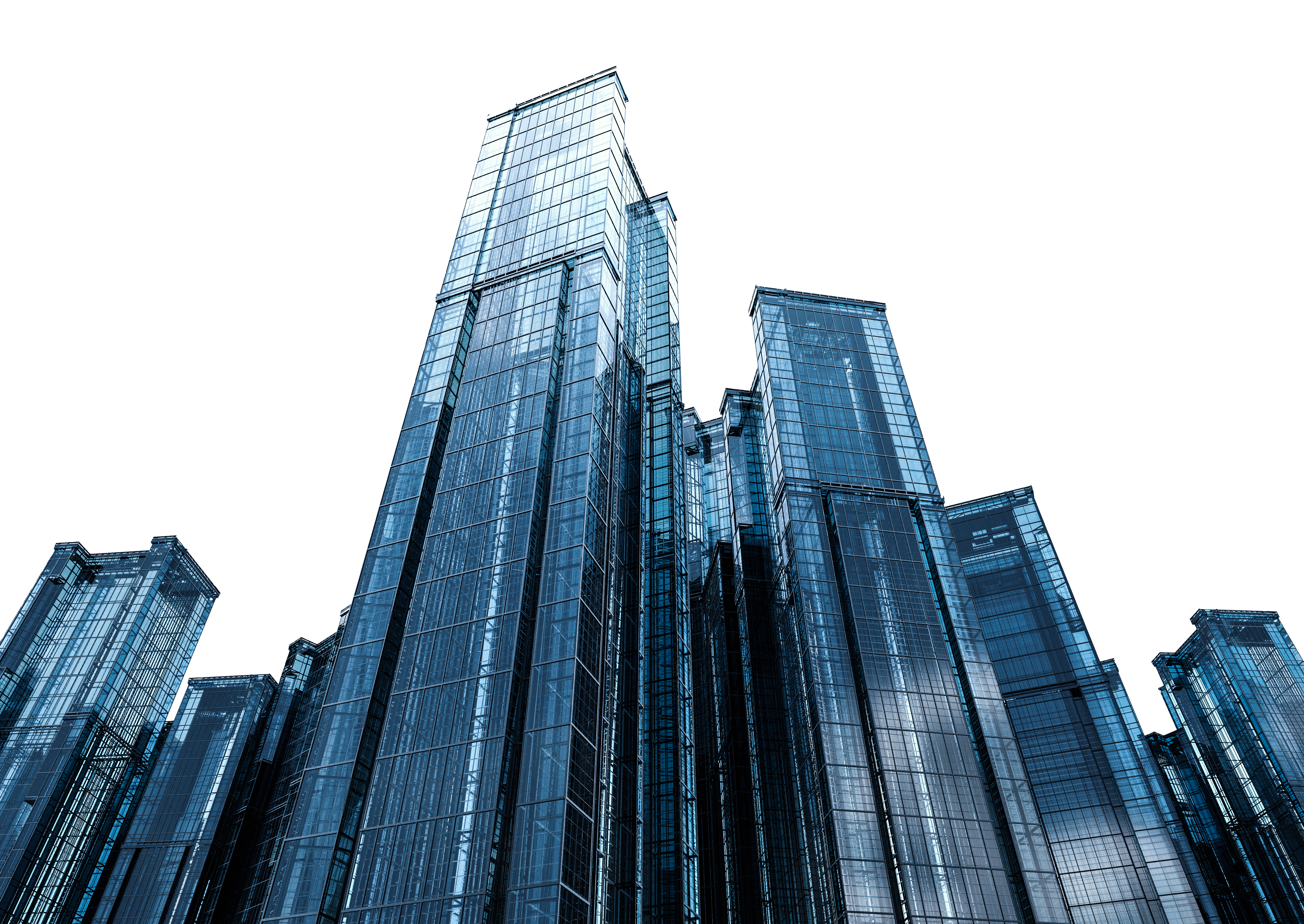 Blue Glass Skyscraper from Low Angle