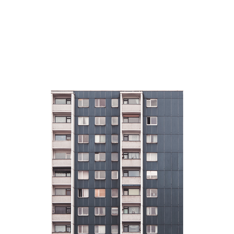 Tall Residential Tower with Slate-Blue Facade