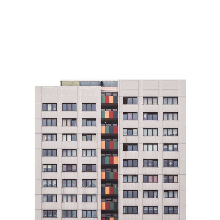 Tall Beige Apartment Block with Balconies