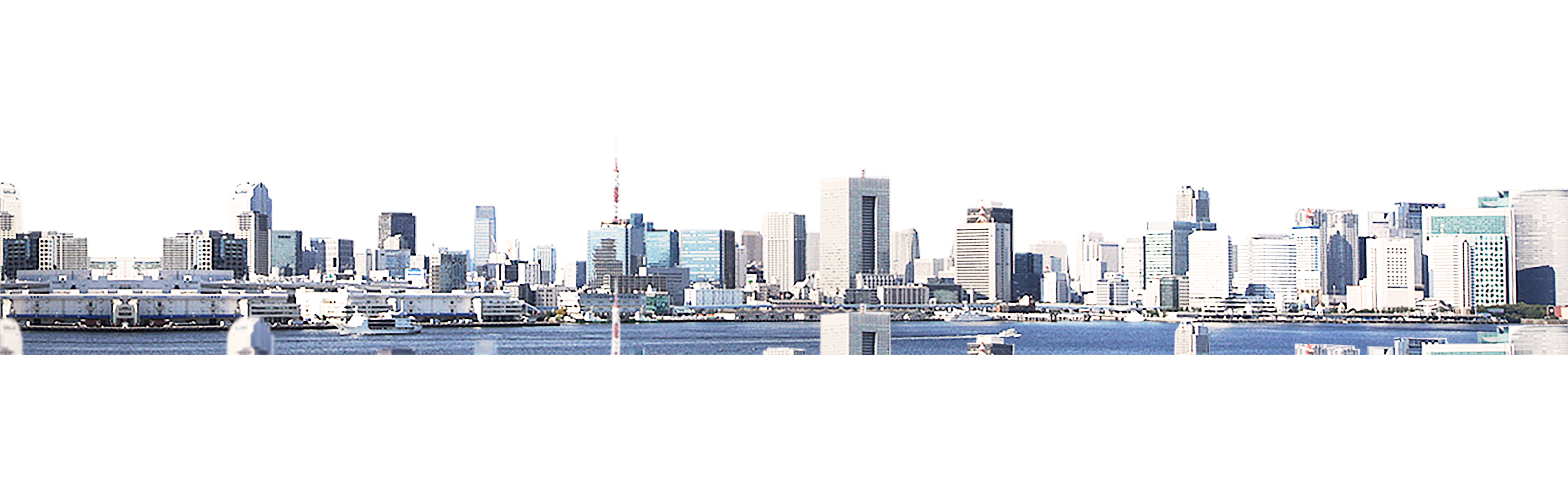 City Skyline of Office Towers and Red Tower