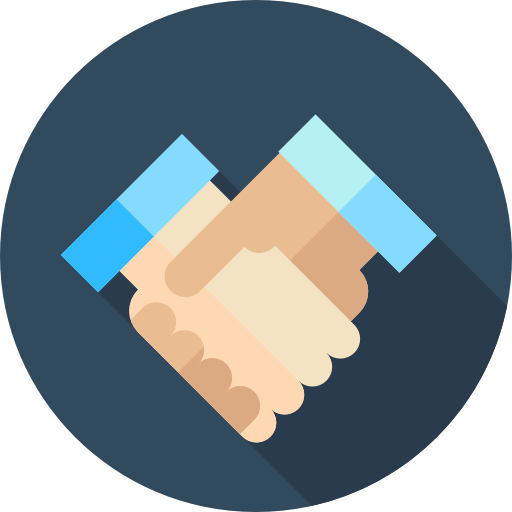 Flat Blue-Sleeved Handshake Icon