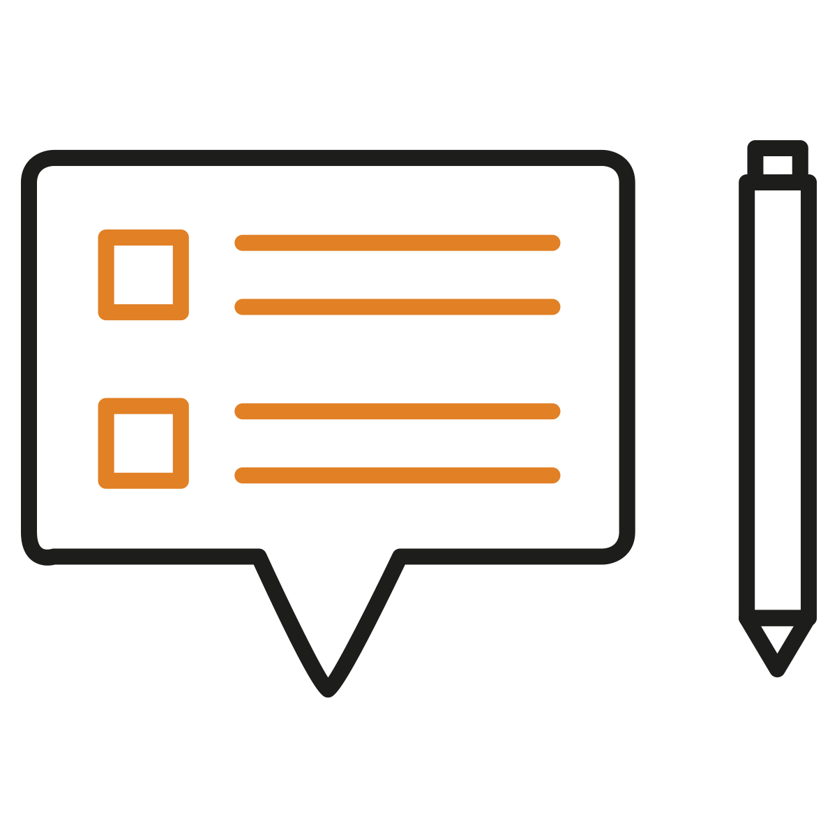 Checklist Speech Bubble with Orange Checkboxes