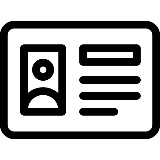 Black Outline ID Card Icon with Portrait