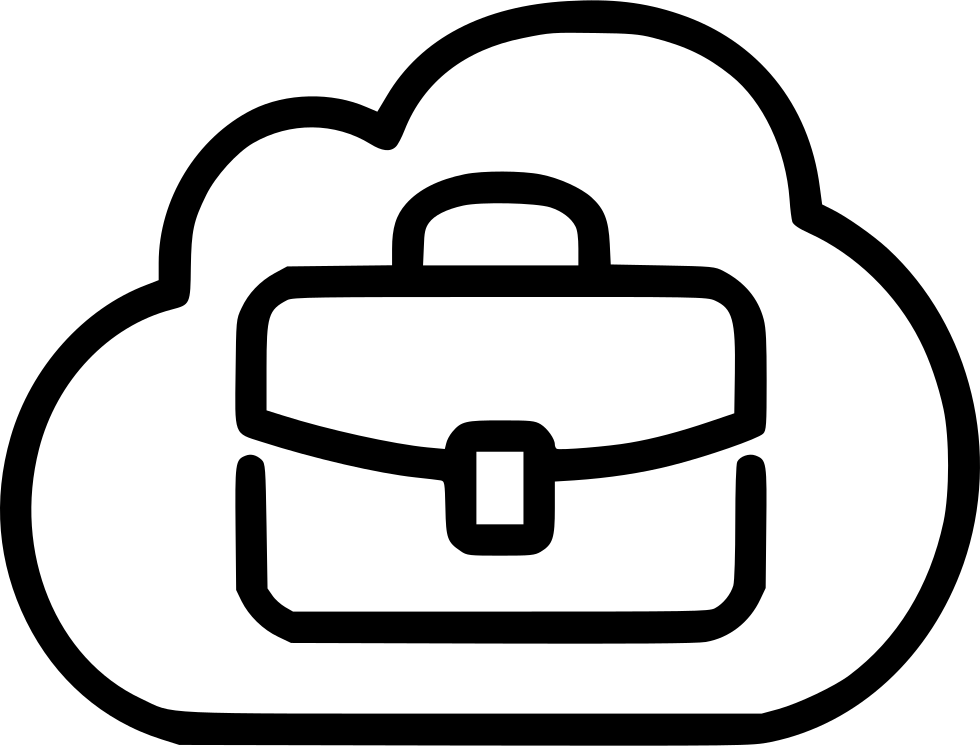Black Outline Cloud Icon with Briefcase