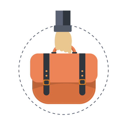 Flat Orange Leather Satchel with Dark Straps