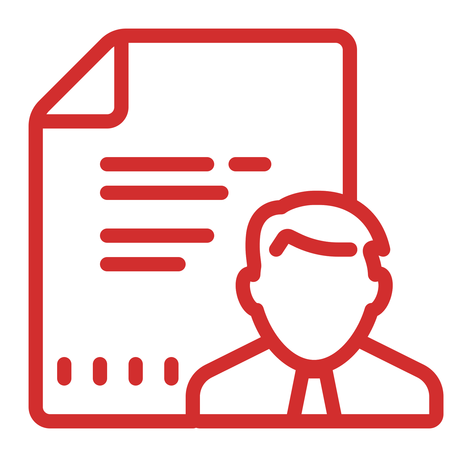 Red Outline Document Icon with Businessman