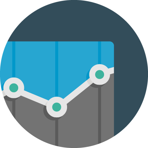 Rising Line Chart Icon over Bars