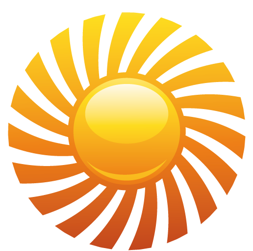 Glossy Orange Sun with Swirling Rays