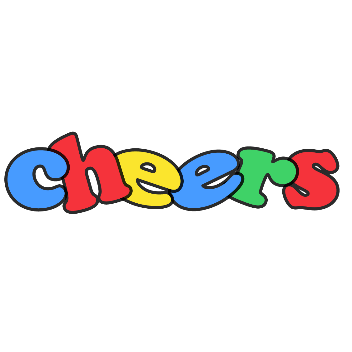 Bold Multicolor Cheers Lettering Outlined