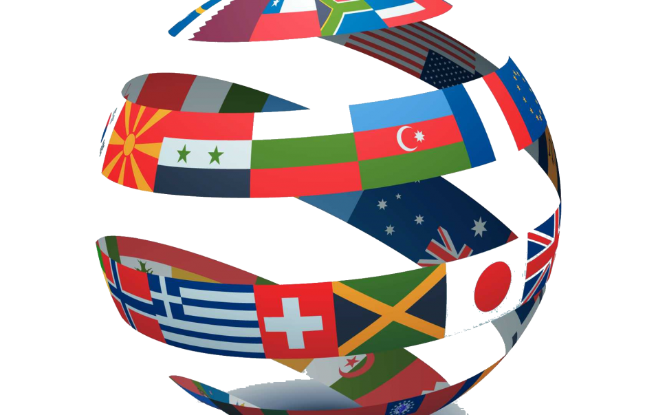 Globe Wrapped in National Flag Bands