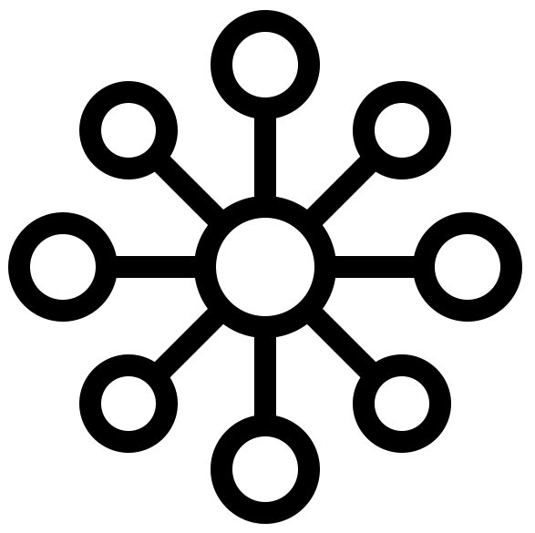 Black Line Icon of Central Node Network