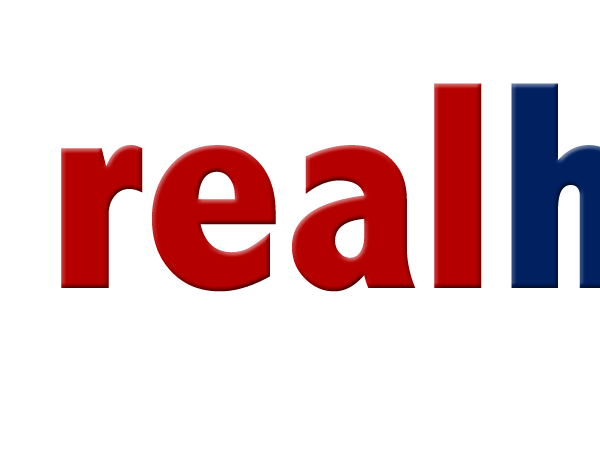 Bold Red and Navy Lettering Spelling Real