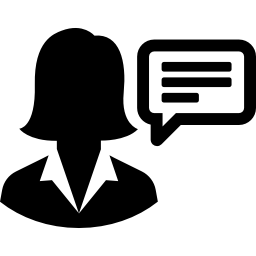 Black Silhouette Woman in Blazer with Speech Bubble
