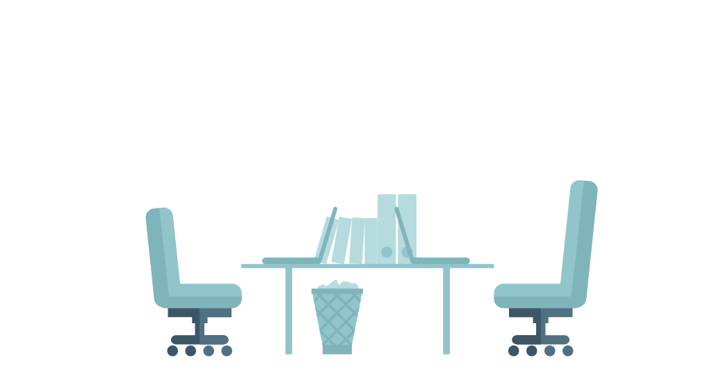 Teal Office Chairs and Desk Scene