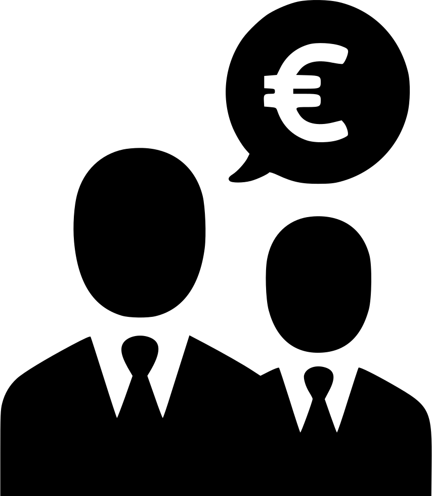 Business Meeting Icon with Euro Speech Bubble