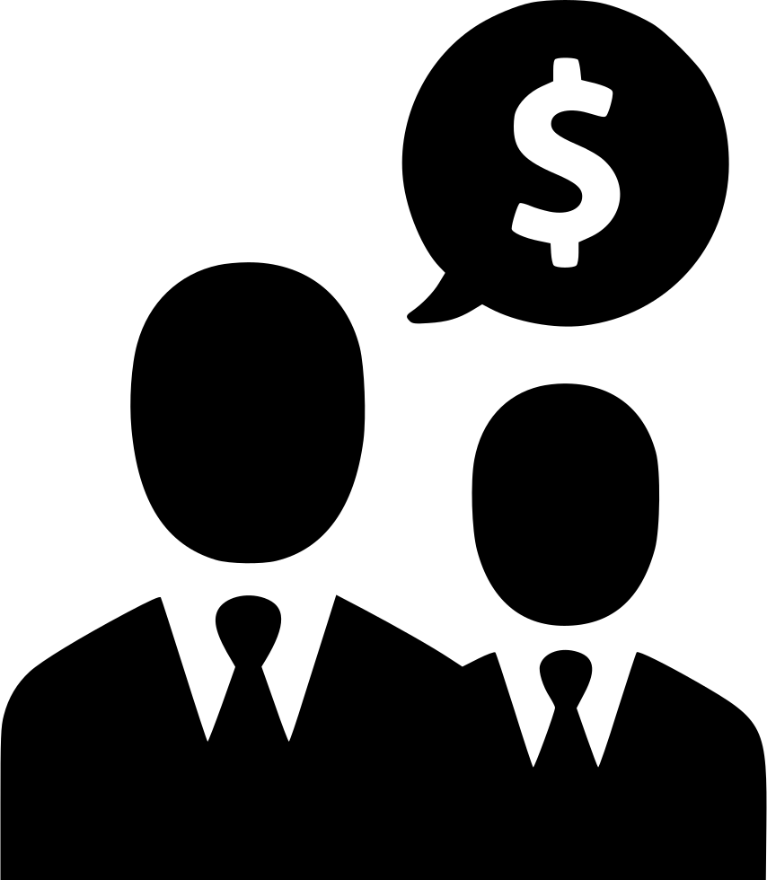 Two Businesspeople Silhouette with Dollar Bubble