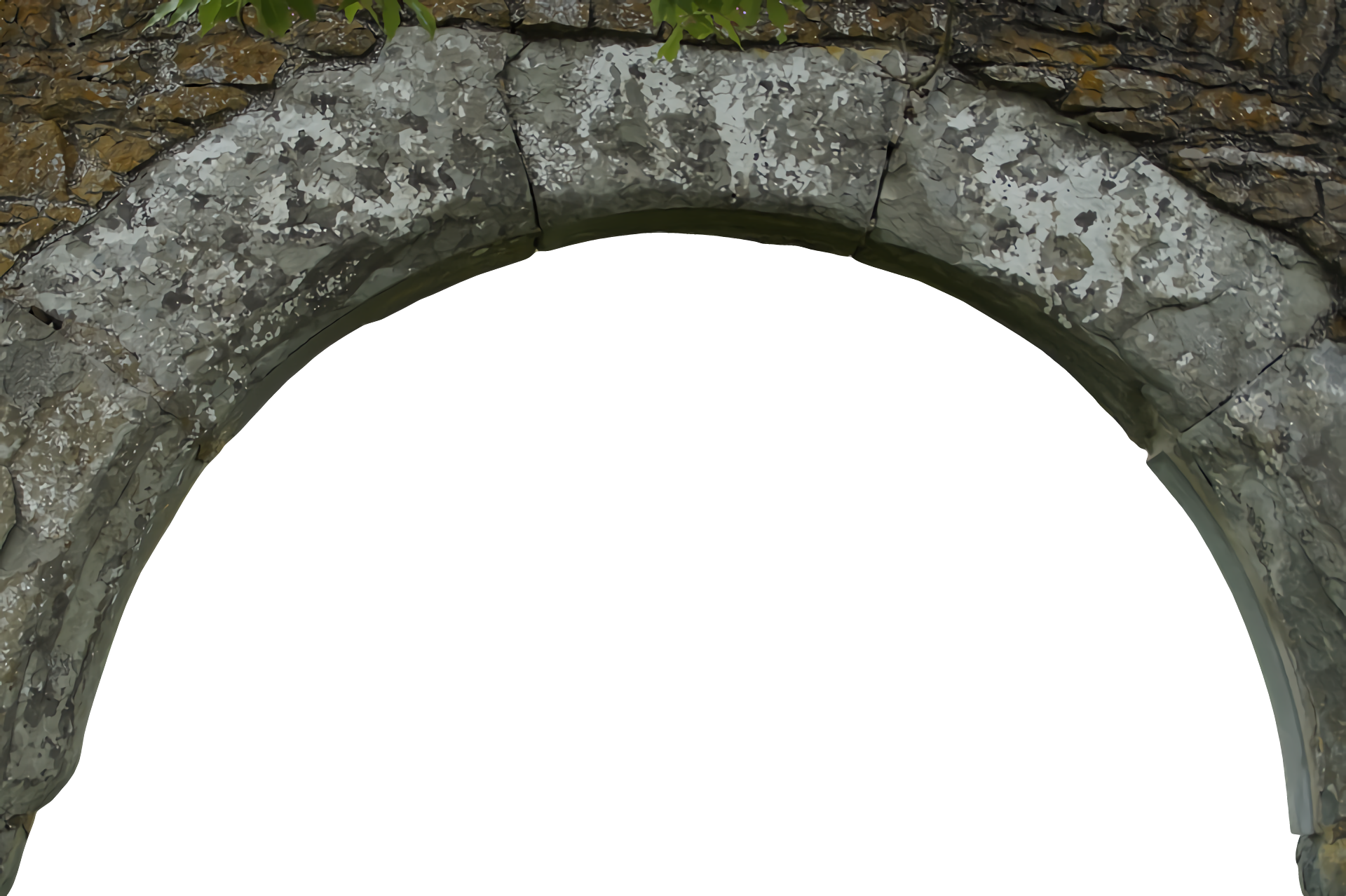 Weathered Grey Stone Arch with Lichen
