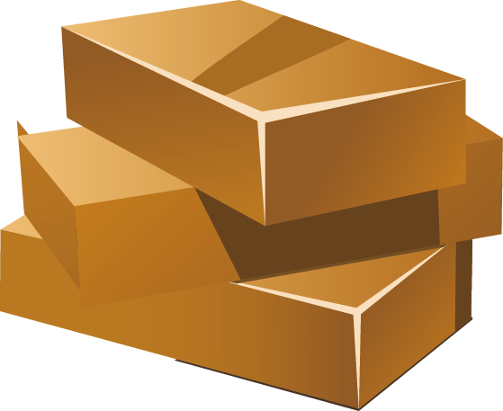 Stacked Brown Clay Bricks, Flat Vector Style