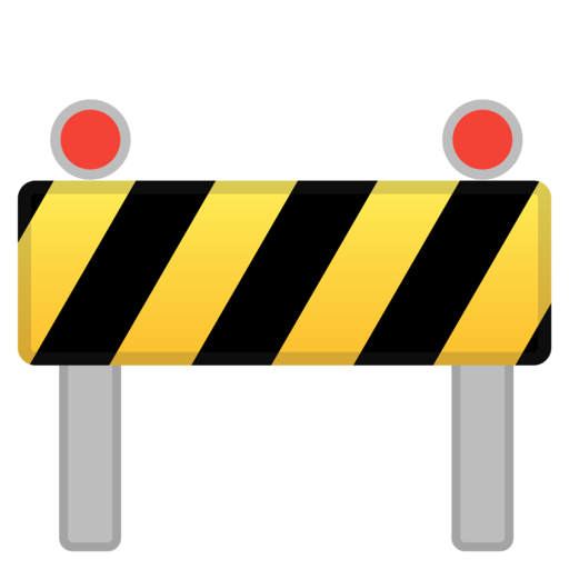 Yellow Black Striped Road Barrier with Red Lights