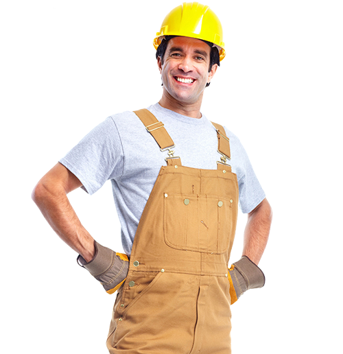 Smiling Construction Worker in Yellow Hard Hat