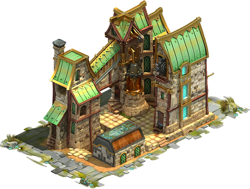 Fantasy Stone Workshop with Green Copper Roofs