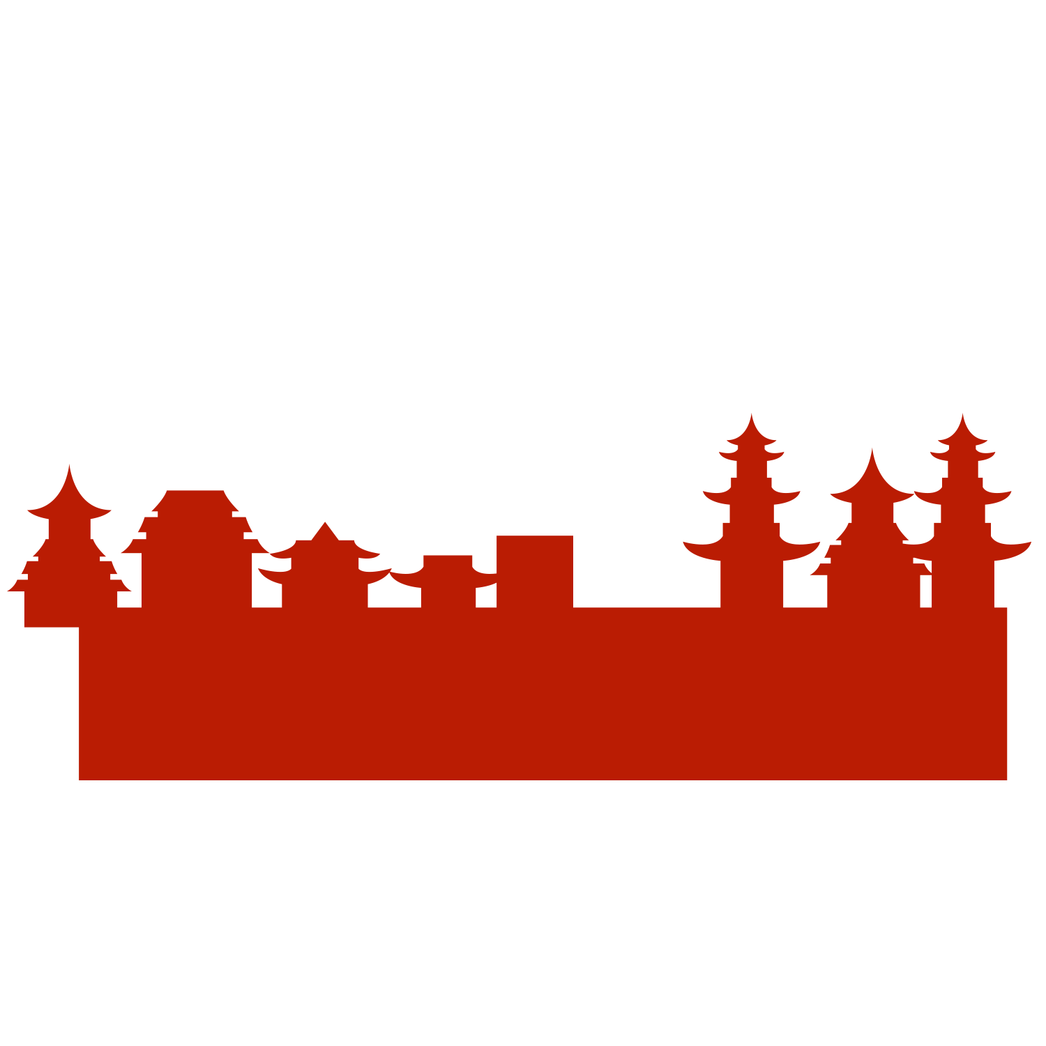 Red Chinese Pagoda Skyline Silhouette