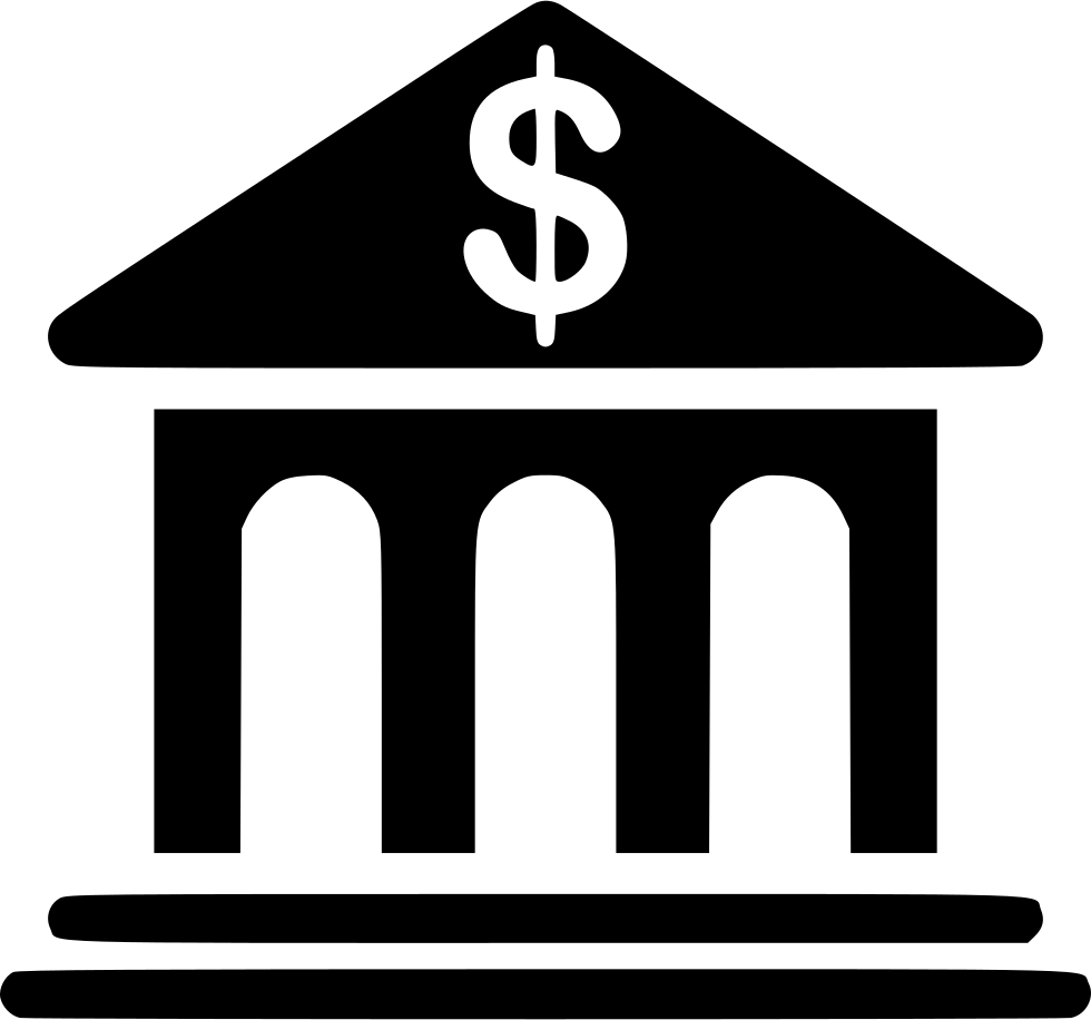 Black Bank Building Icon with Dollar Sign