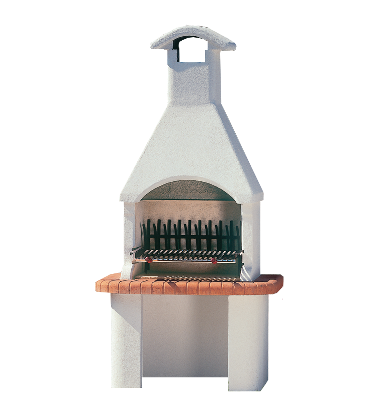 White Masonry Barbecue with Terracotta Countertop