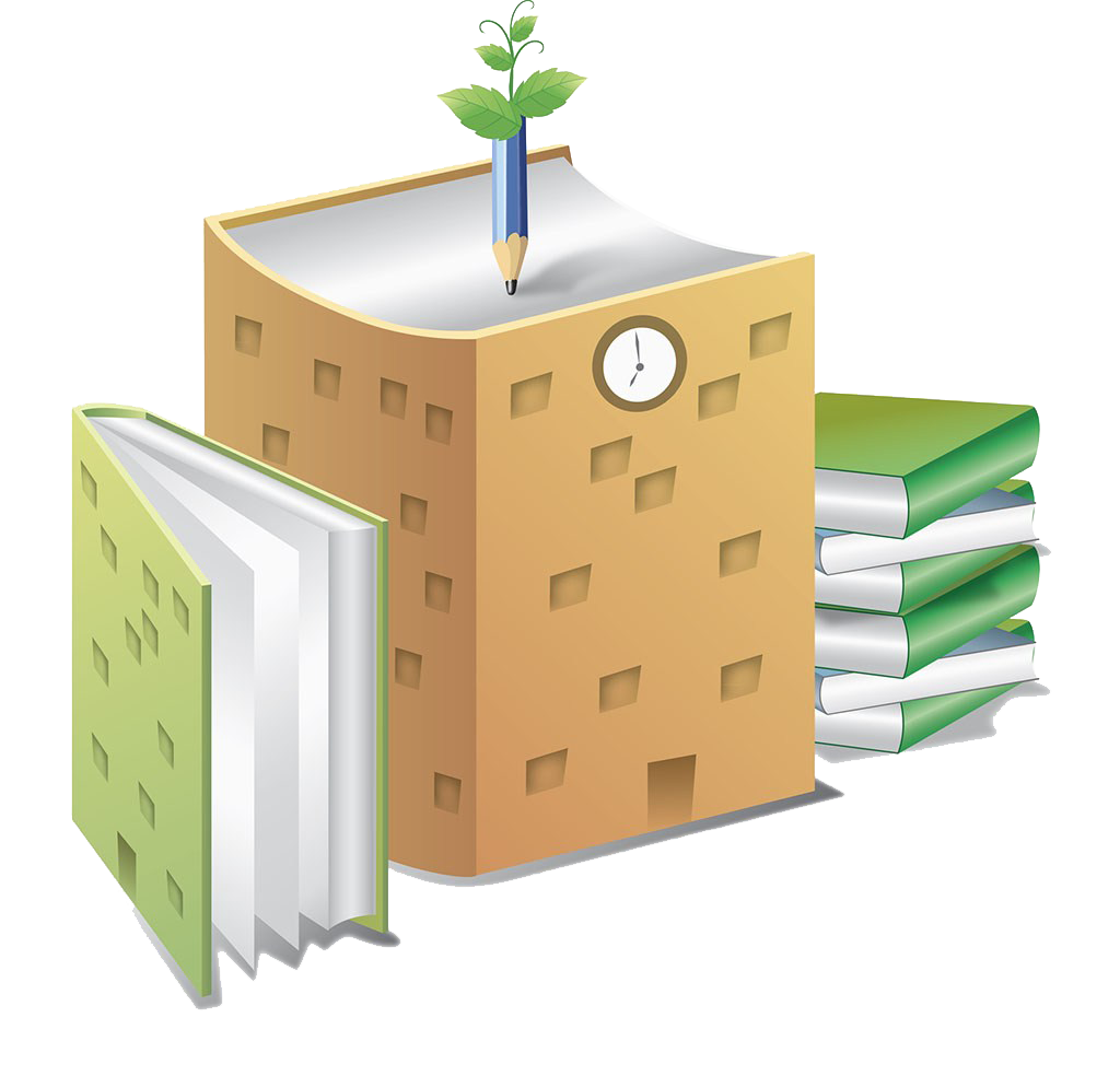 Book Tower Illustration with Green Sprout