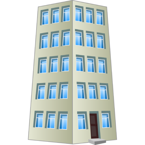 Five-Story Office Building with Blue Windows
