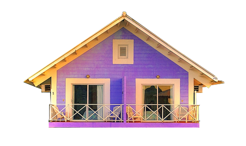 Building purple and white wooden multi story house transparent background PNG free download.png